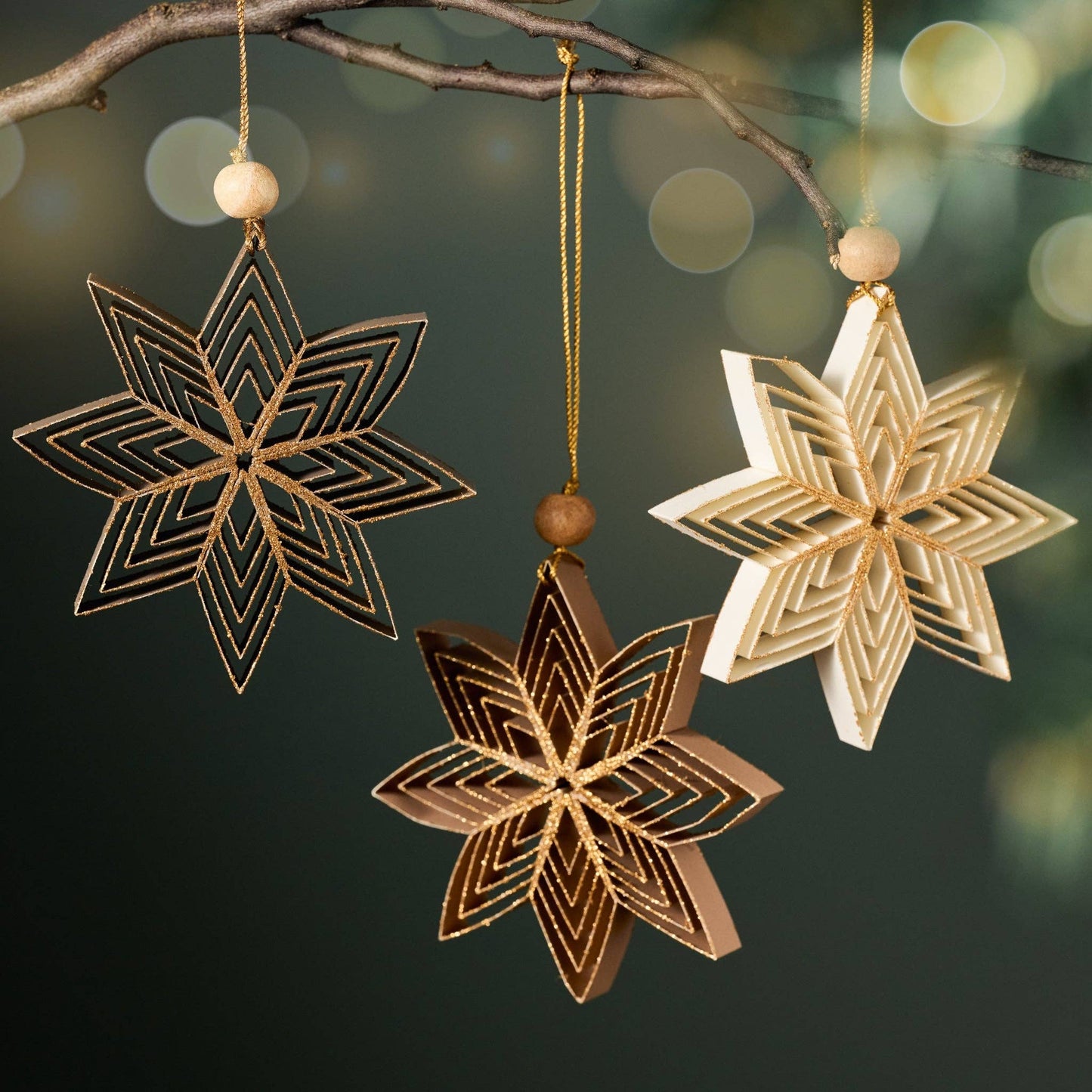 Nukeela Paper Star Ornamets - Set of 3