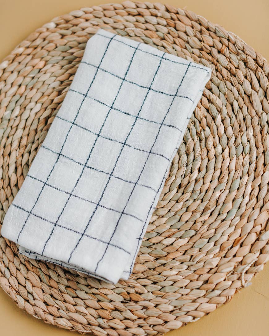 Creative Women - Stone Washed Linen Windowpane Plaid Napkins