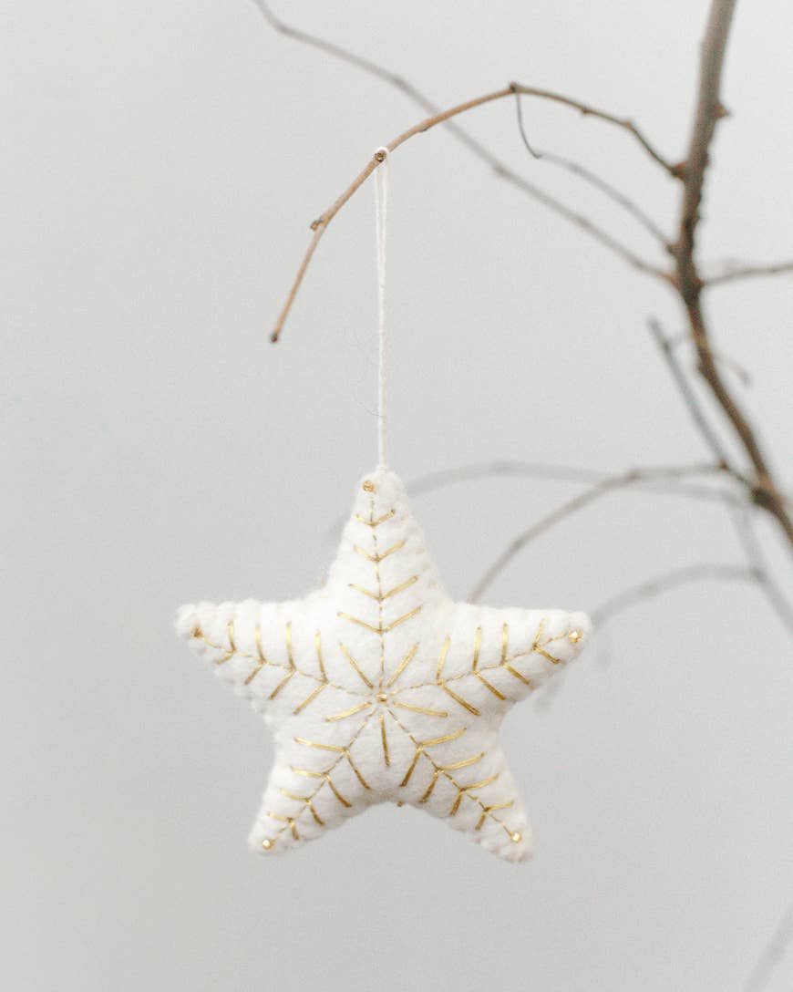 Creative Women - EMBROIDERED STAR FELT ORNAMENT | Handcrafted in Nepal