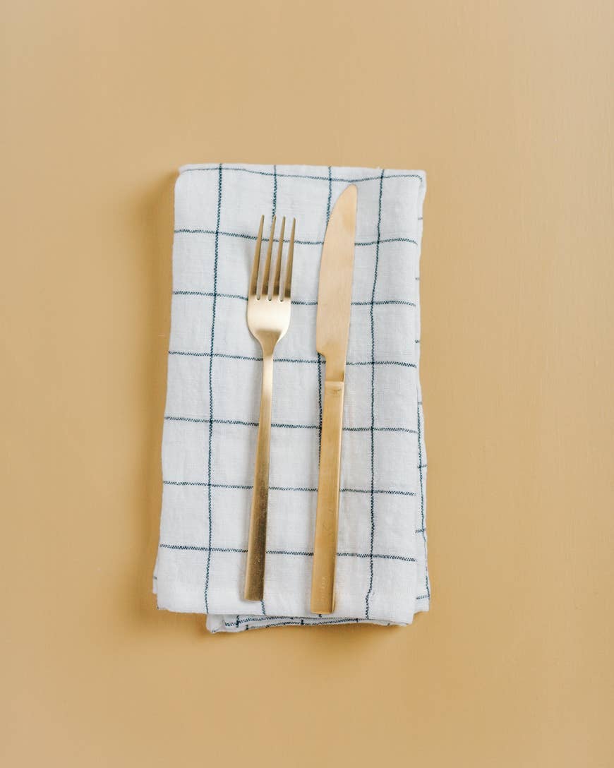 Creative Women - Stone Washed Linen Windowpane Plaid Napkins