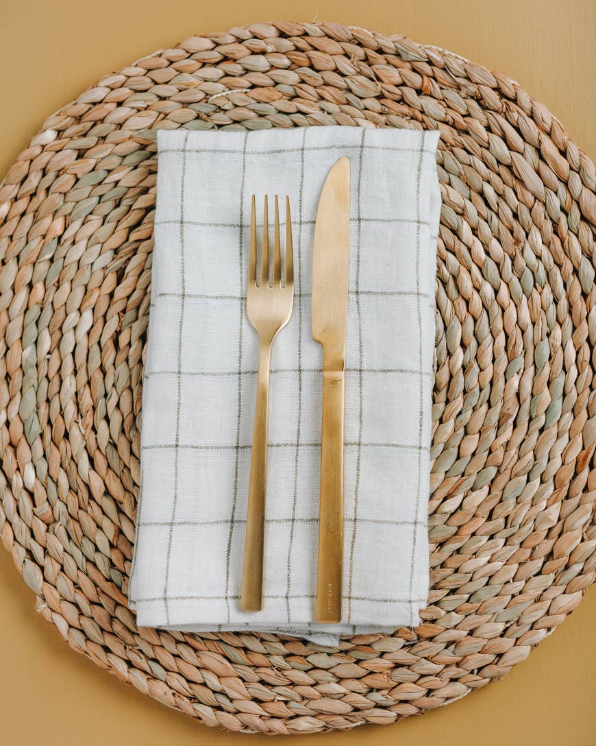 Creative Women - Stone Washed Linen Windowpane Plaid Napkins