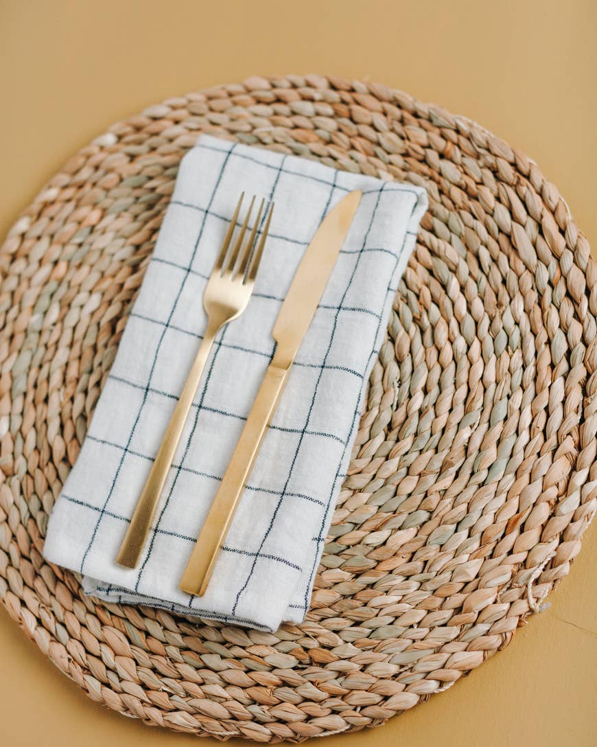 Creative Women - Stone Washed Linen Windowpane Plaid Napkins