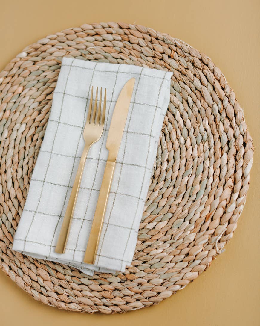 Creative Women - Stone Washed Linen Windowpane Plaid Napkins