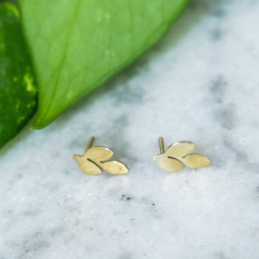 Himalayan Freedom Co - Olive Studs - Brass Earrings