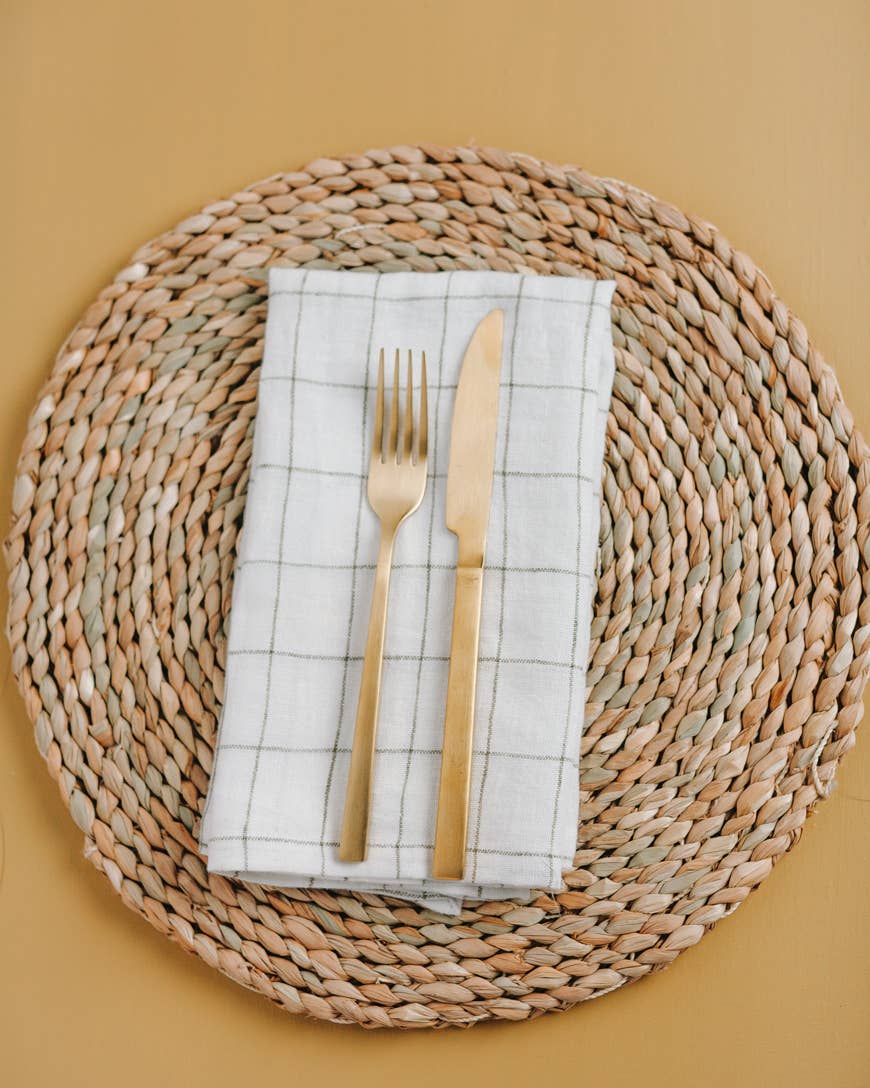 Creative Women - Stone Washed Linen Windowpane Plaid Napkins