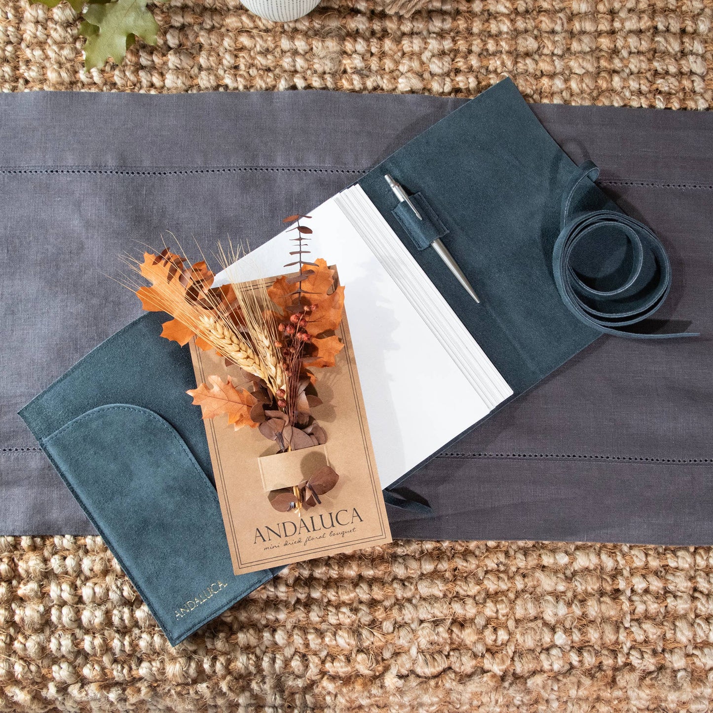 Andaluca - Grey Blue Suede Journal w/ Organic Cotton Paper: Large