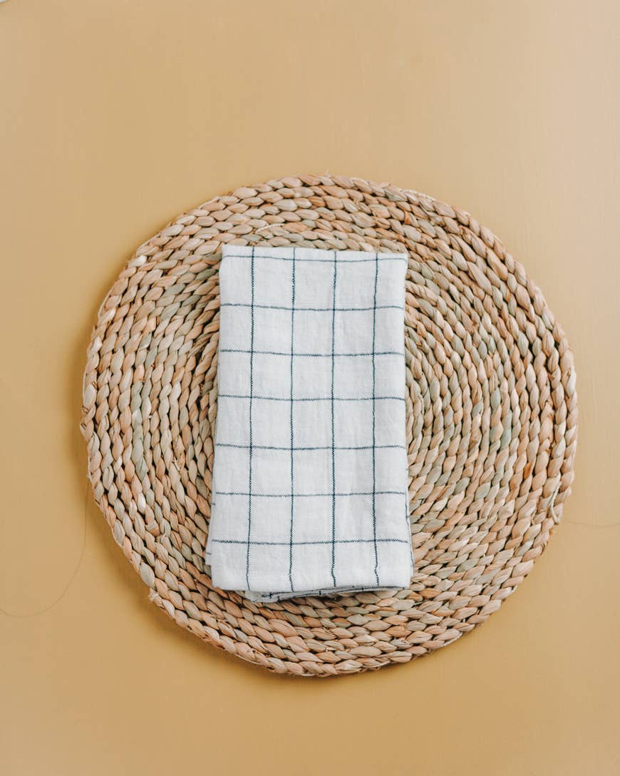 Creative Women - Stone Washed Linen Windowpane Plaid Napkins