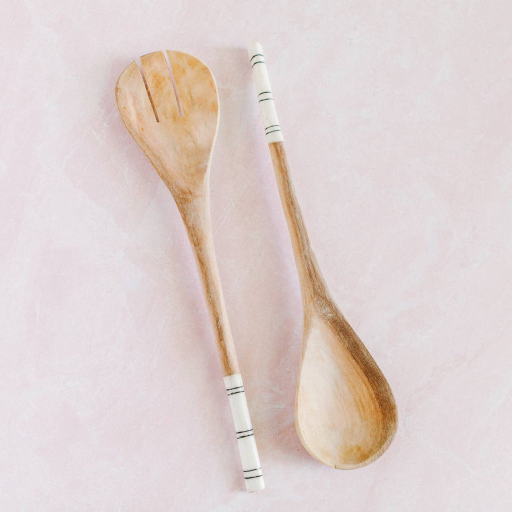 Creative Women - Striped Olive Wood Salad Servers