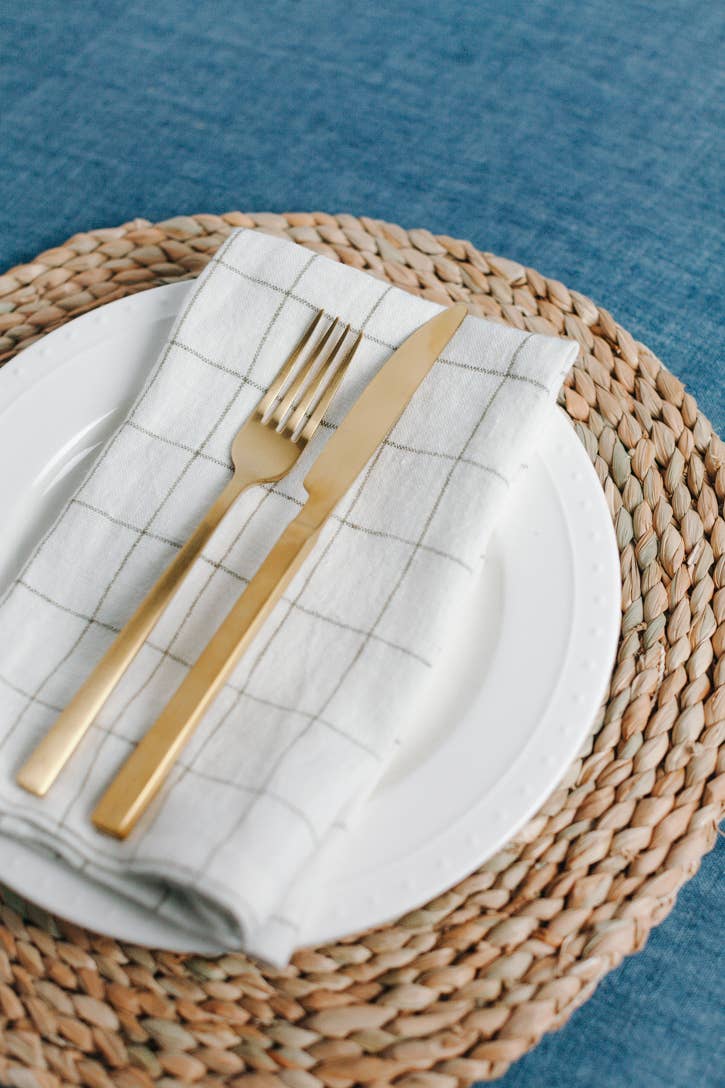 Creative Women - Stone Washed Linen Windowpane Plaid Napkins