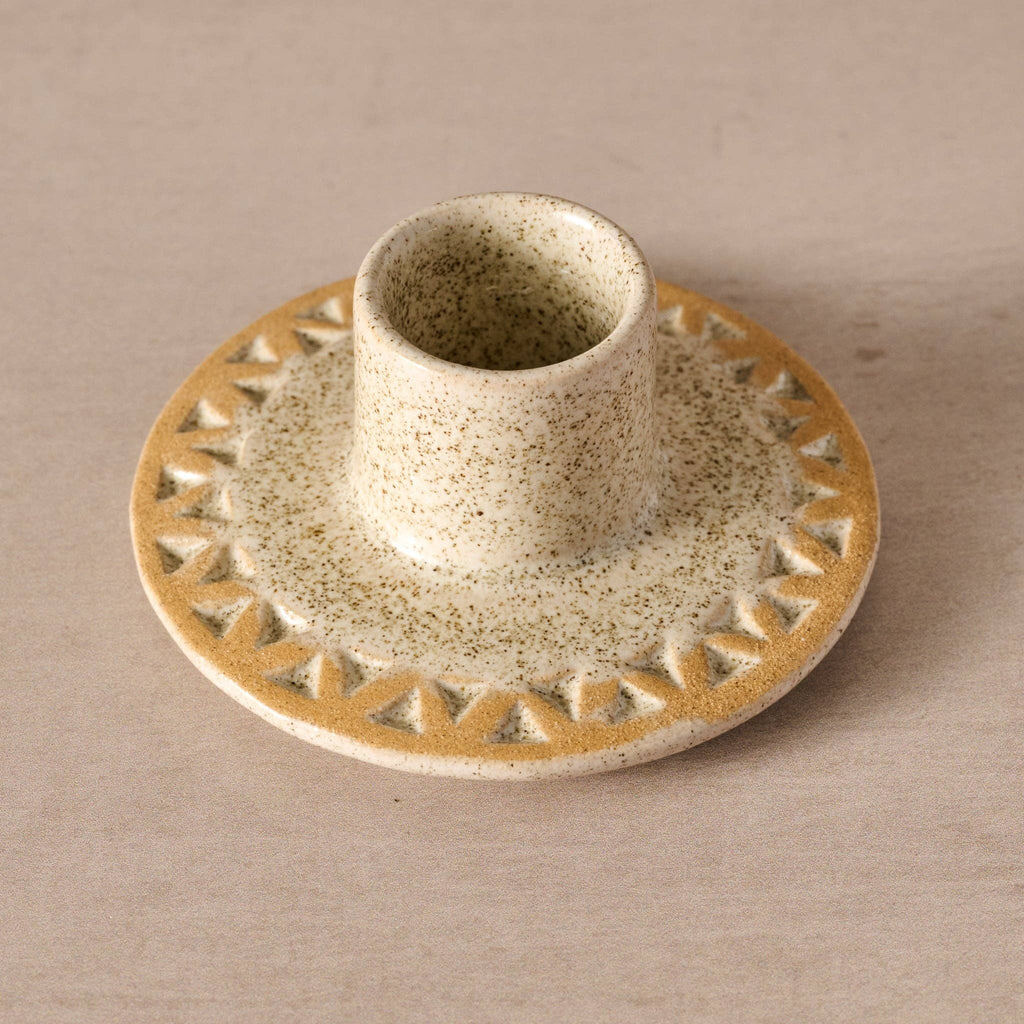 Tidal Etched Ceramic Taper Candle Holder