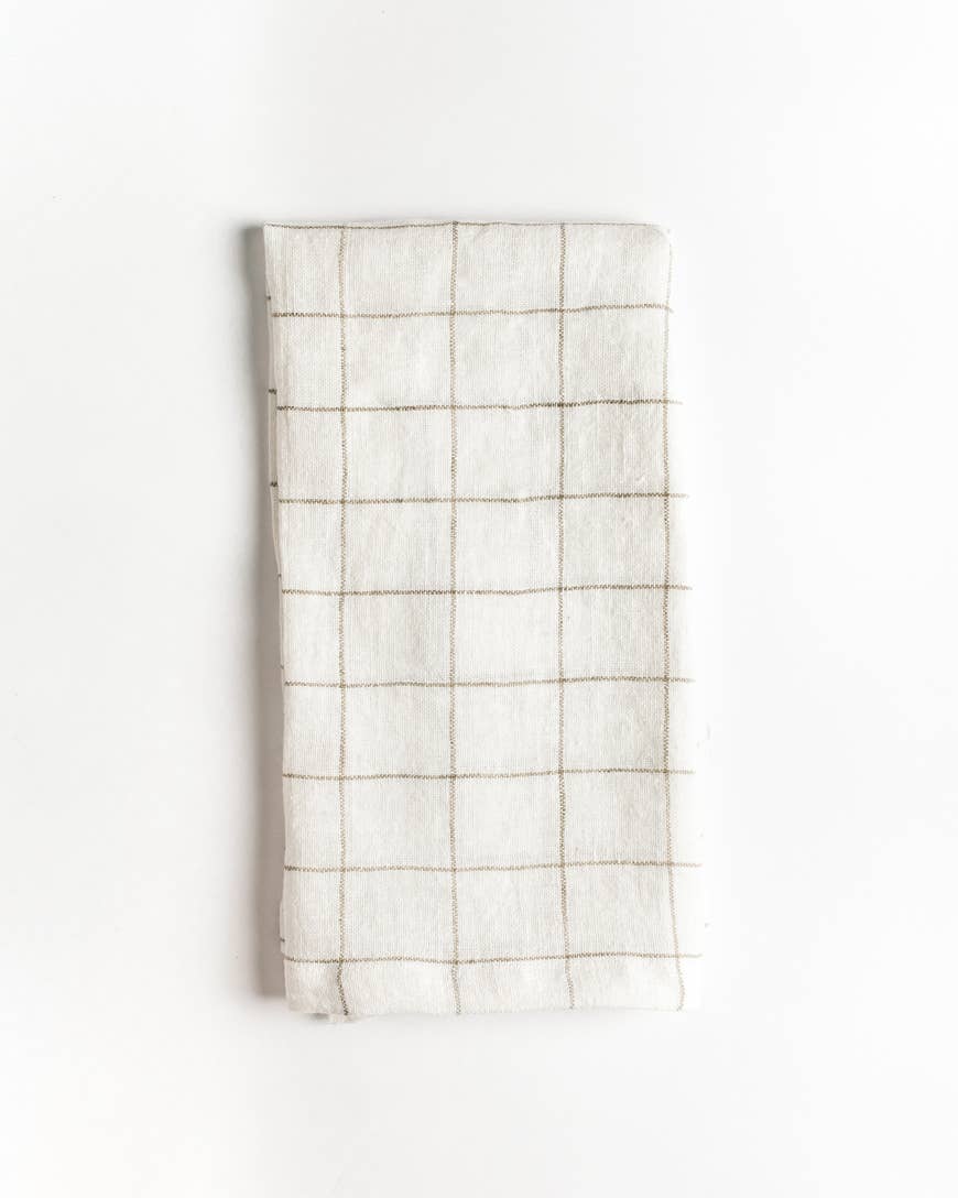 Creative Women - Stone Washed Linen Windowpane Plaid Napkins