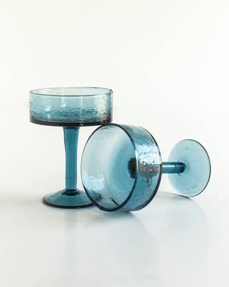 Creative Women - Handblown Hammered Coupe Cocktail Glass Pair