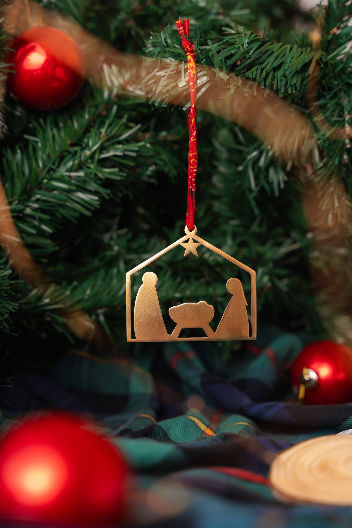 Himalayan Freedom Co - Nativity Ornament - Brass Ornament