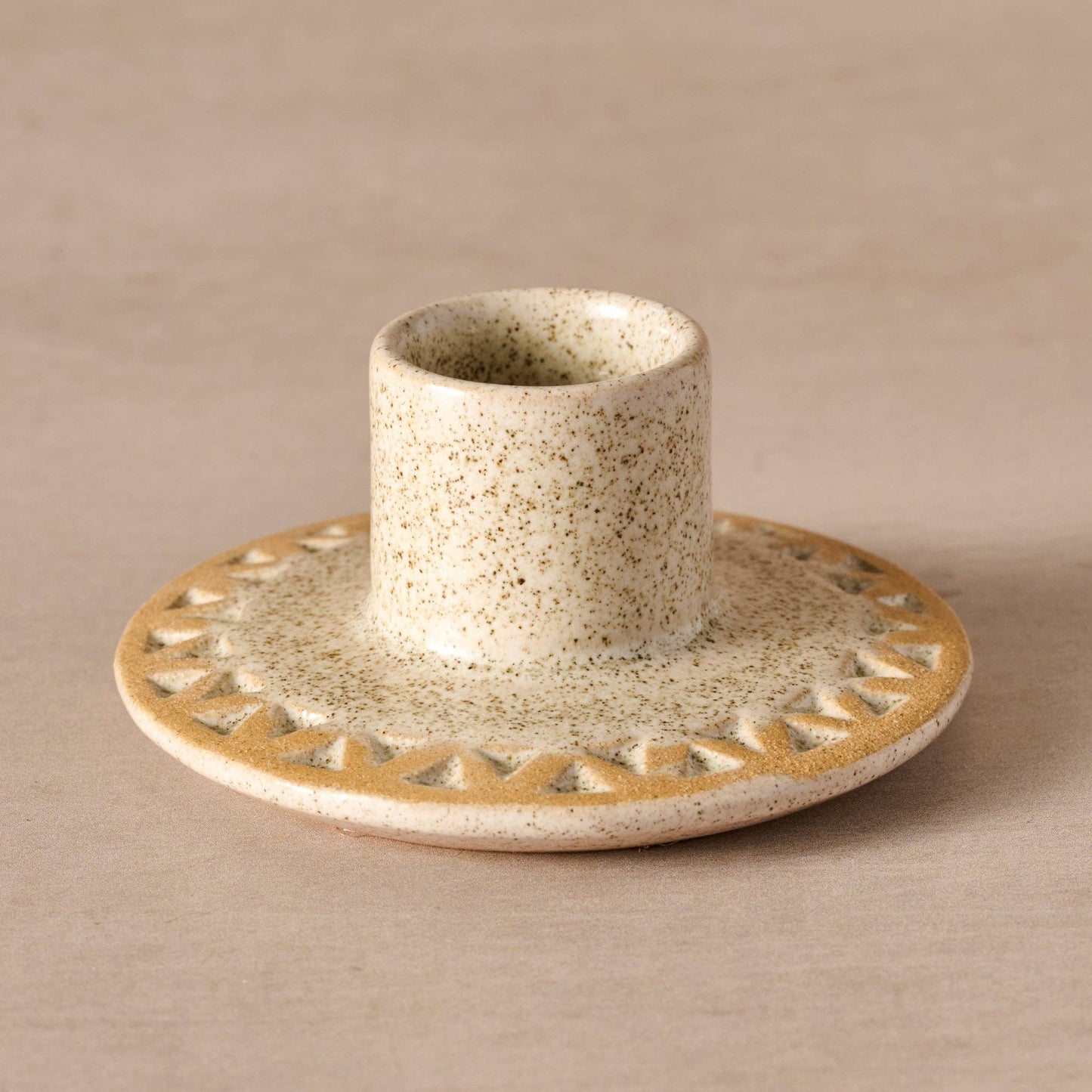 Tidal Etched Ceramic Taper Candle Holder