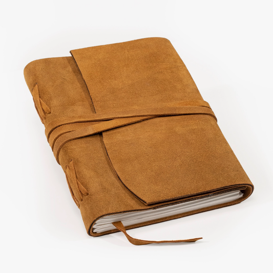 Andaluca - Suede Journal w/ Organic Cotton Paper Large: Cognac