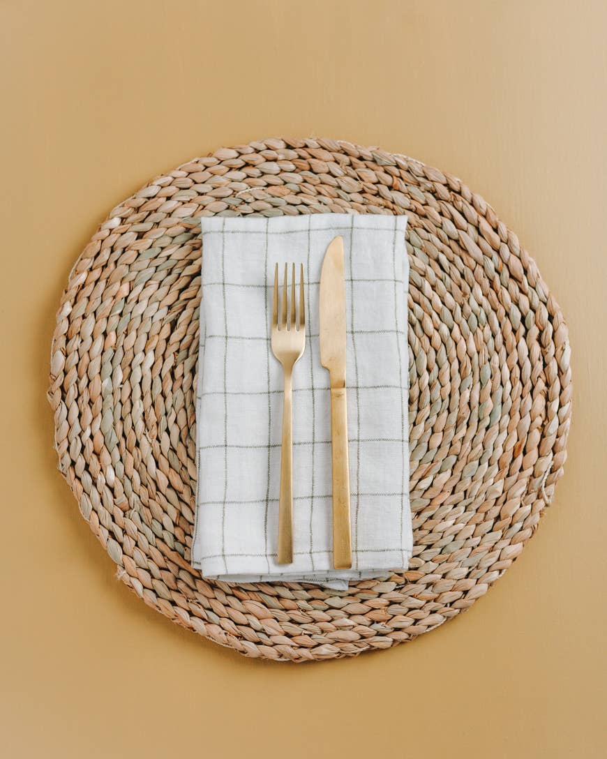 Creative Women - Stone Washed Linen Windowpane Plaid Napkins