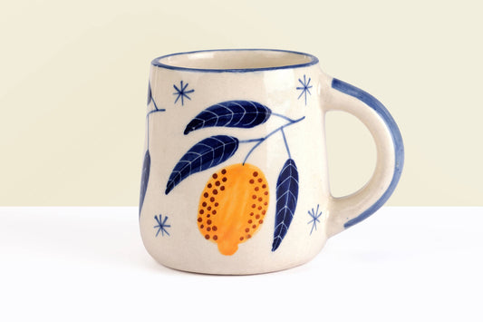 Casa Amarosa - Lemon Coffee Mug- Yellow ,  3.5 X 3 Inches