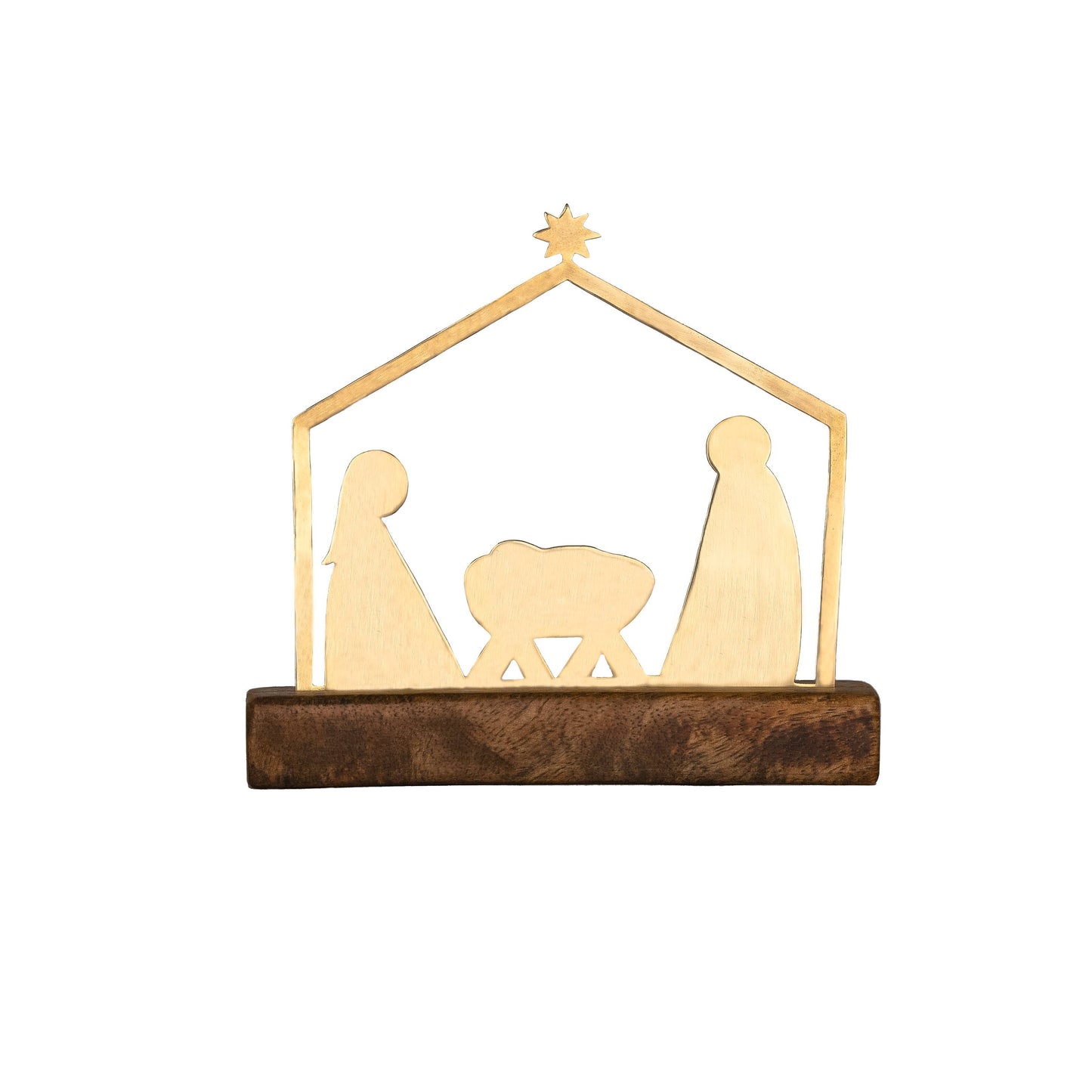 Himalayan Freedom Co - Small Brass Nativity Scene with Mango Wood Stand