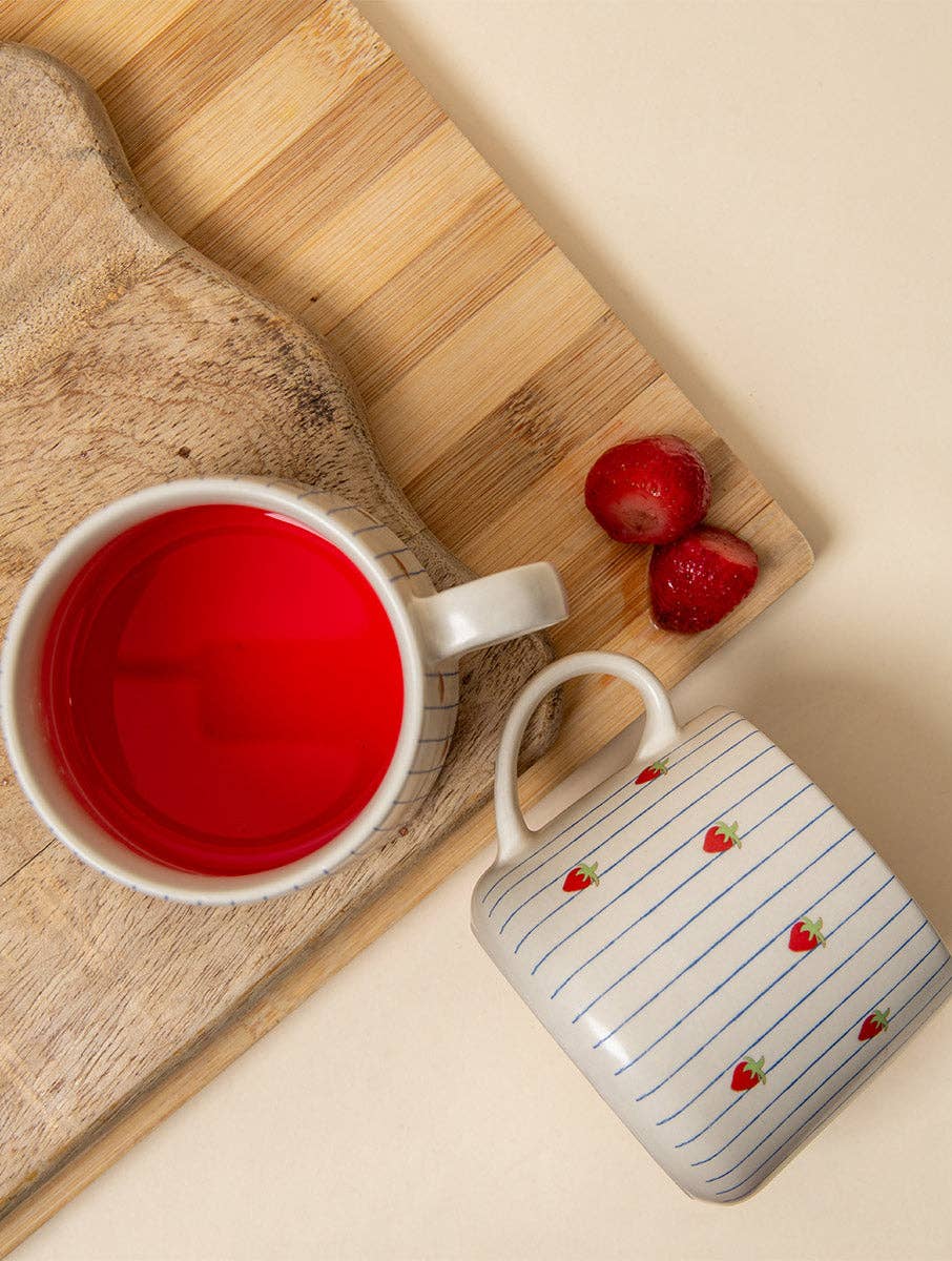 Casa Amarosa Strawberry Striped Mug