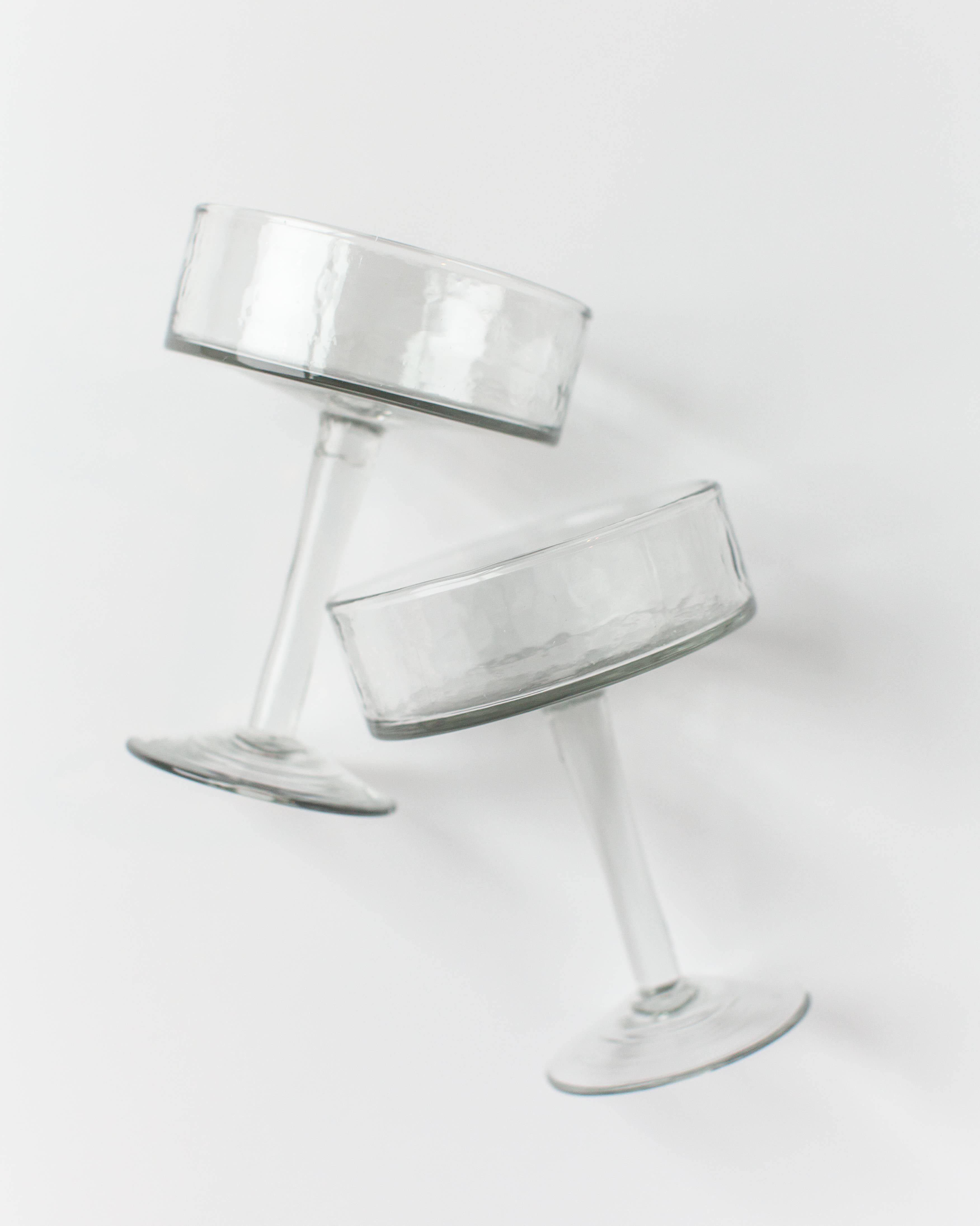 Creative Women - Handblown Hammered Coupe Cocktail Glass Pair